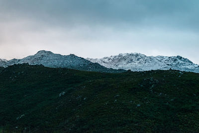 Scenic view of snowcapped mountains against sky, serra do xurés