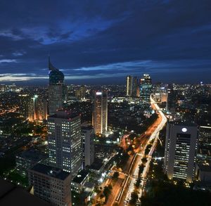 City lit up at night