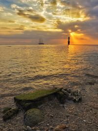 Scenic view of sea during sunset