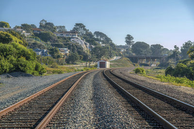 Railroad track against sky