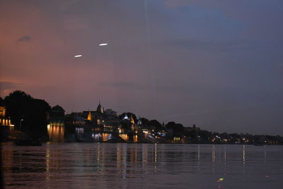 Night view of varanasi ghats