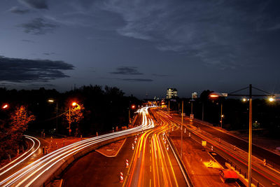 Light trails on highway at night
