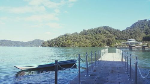 Scenic view of lake against sky