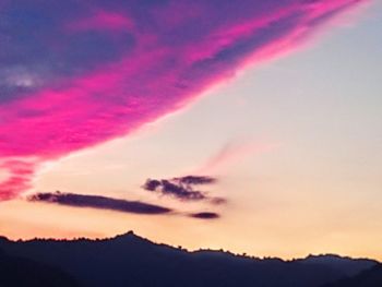 Silhouette of mountains at sunset