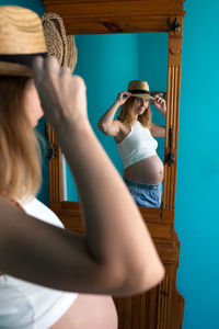 Rear view of woman looking away