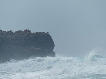 Scenic view of sea against clear sky, cap verde