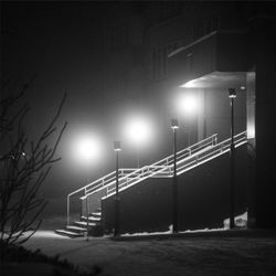 Illuminated street light at night