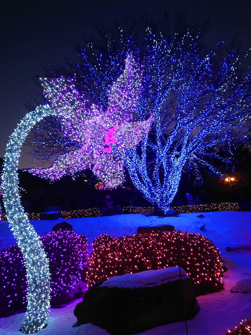 ILLUMINATED CHRISTMAS TREE IN SKY AT NIGHT