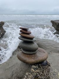 Stack of stones on beach