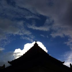 Low angle view of church against cloudy sky