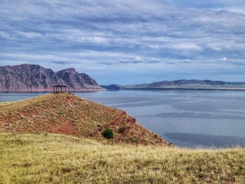 Scenic view of lake against sky