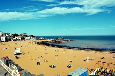 High angle view of beach against sky