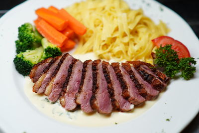 Close-up of meal served in plate