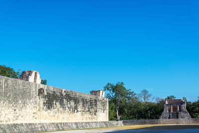 View of fort against clear blue sky