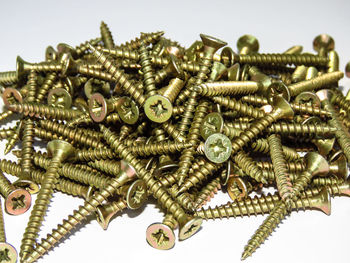 High angle view of chain against white background