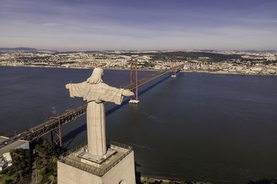 High angle view of bridge over sea