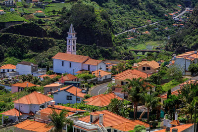 High angle view of townscape by building