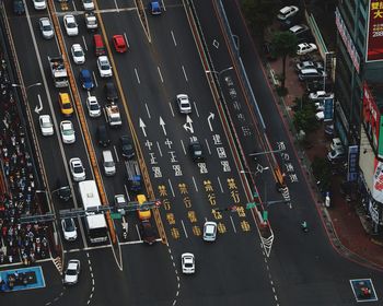 High angle view of traffic on road