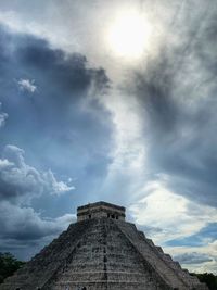 Low angle view of castle against cloudy sky