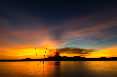 Scenic view of sunset over sea