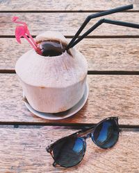 High angle view of sunglasses on table