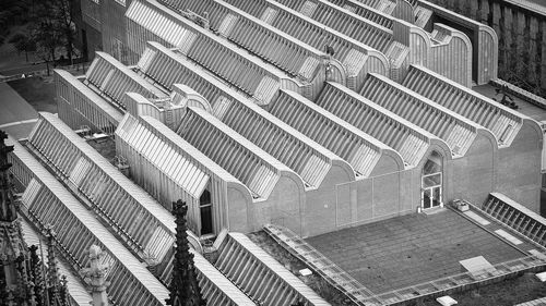 High angle view of buildings in city