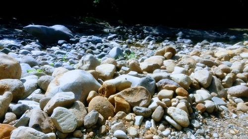 Close-up of pebbles on beach