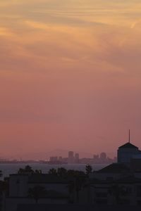 Silhouette buildings against sky during sunset