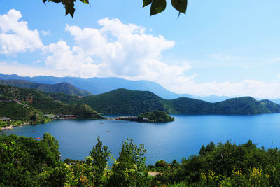 Scenic view of lake against sky