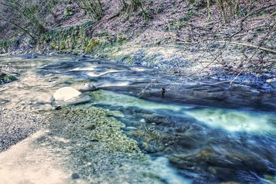 River flowing through rocks in forest