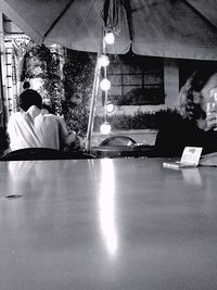 People standing in the dark