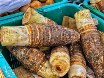 High angle view of pumpkins for sale in market