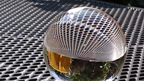 High angle view of beer in glass