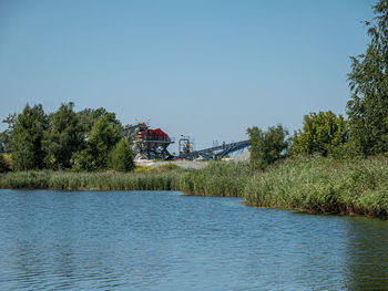 Scenic view of river against clear sky