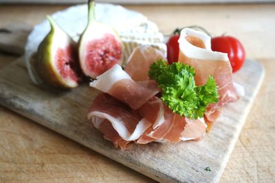 Close-up of food on cutting board