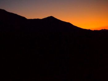 Silhouette of mountain at sunset