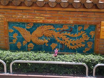 Full frame shot of flowering plants on wall
