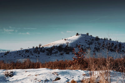 Clear winter sky mountain landscape panorama