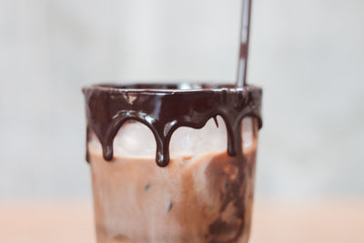 Close-up of ice cream in glass