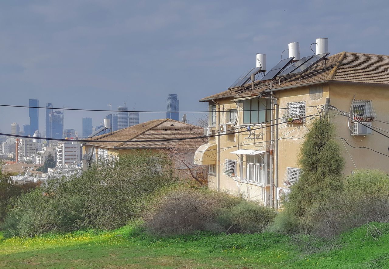 architecture, built structure, building exterior, building, plant, sky, nature, residential district, house, day, no people, tree, grass, outdoors, window, city, land, growth, cloud - sky, sunlight