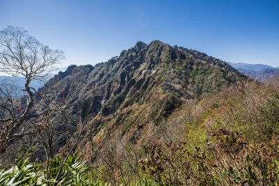 Scenic view of mountains against clear sky