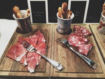 Close-up of food on table