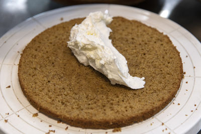 High angle view of dessert in bowl