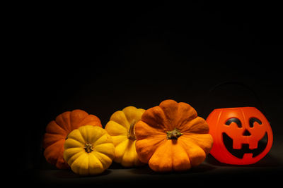 Close-up of pumpkin against black background