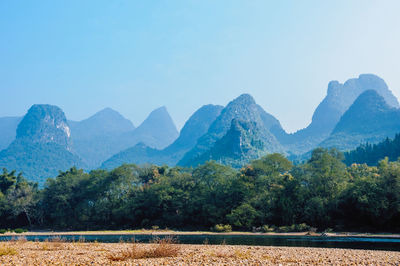 Scenic view of mountains against clear sky