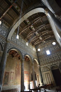 Low angle view of illuminated ceiling of building