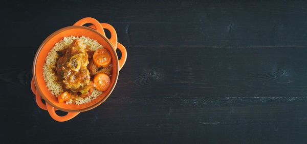 High angle view of food on table