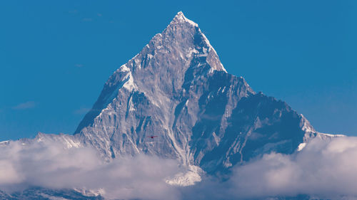 Panoramic view of snowcapped mountains against sky