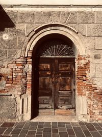 Closed door of old building