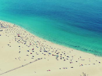 High angle view of people on beach